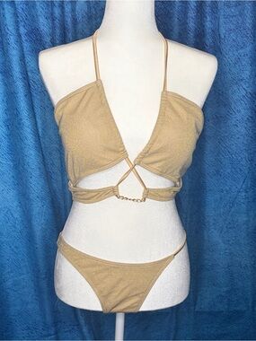 Gold Halter Bikini Set